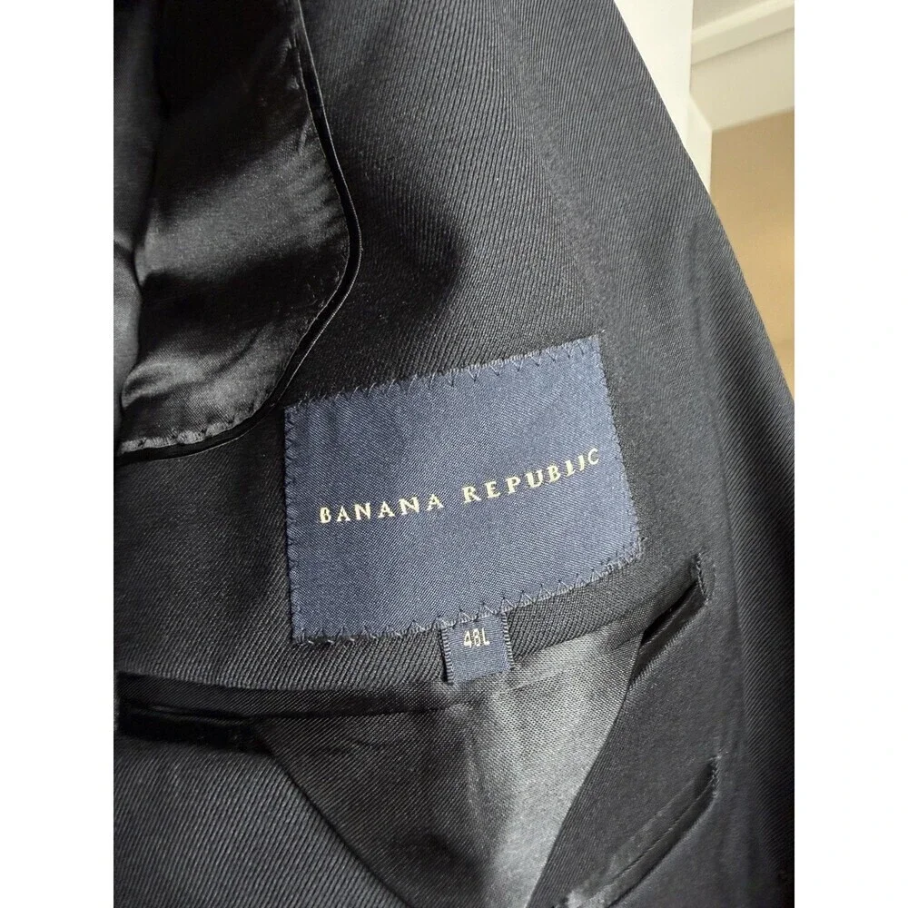 Banana Republic NWT Wool 2 Piece Modern Fit Black Suit 48L Jacket 40X32 Pants